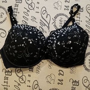 Lane Bryant Size 42 DD Black Lace Bra with Sequins